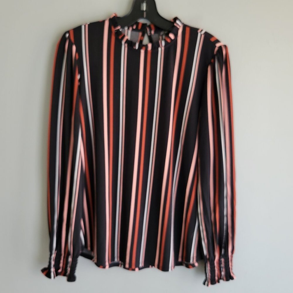 Adrianna Papell Long Sleeve Striped Top Size S